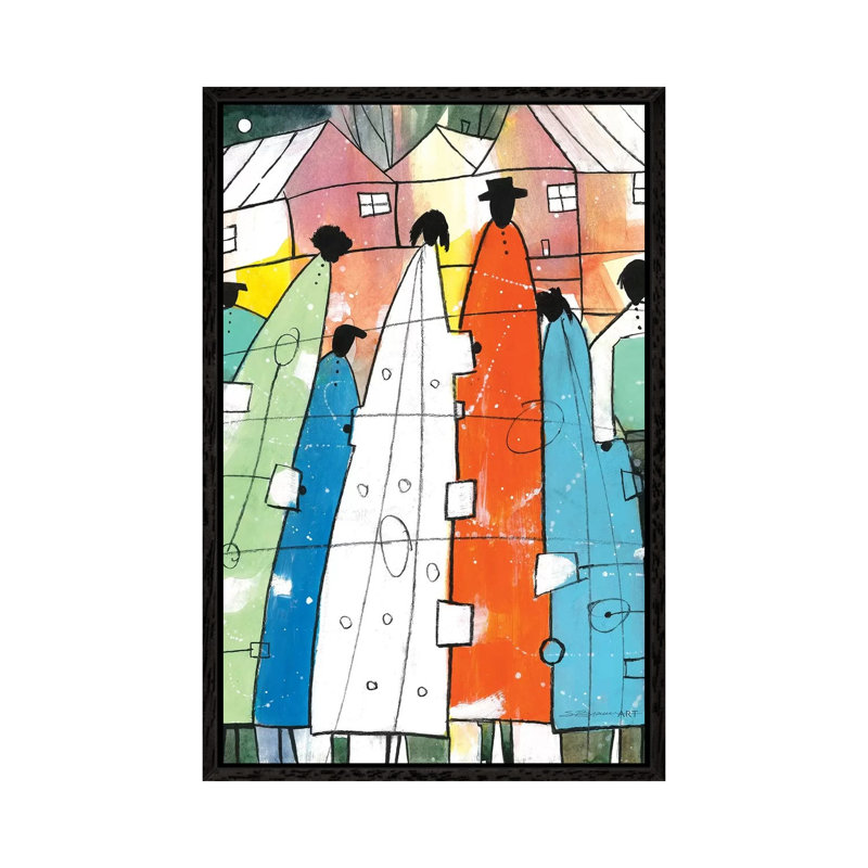 The Gathering 1 Piece Painting on Canvas, 66.04cm H x 45.72cm W x 3.81cm D, Black Floater Framed