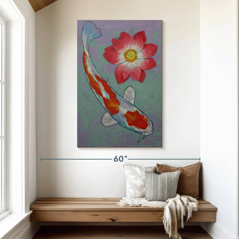 Brampt Koi And Lotus, 48" H x 32" W