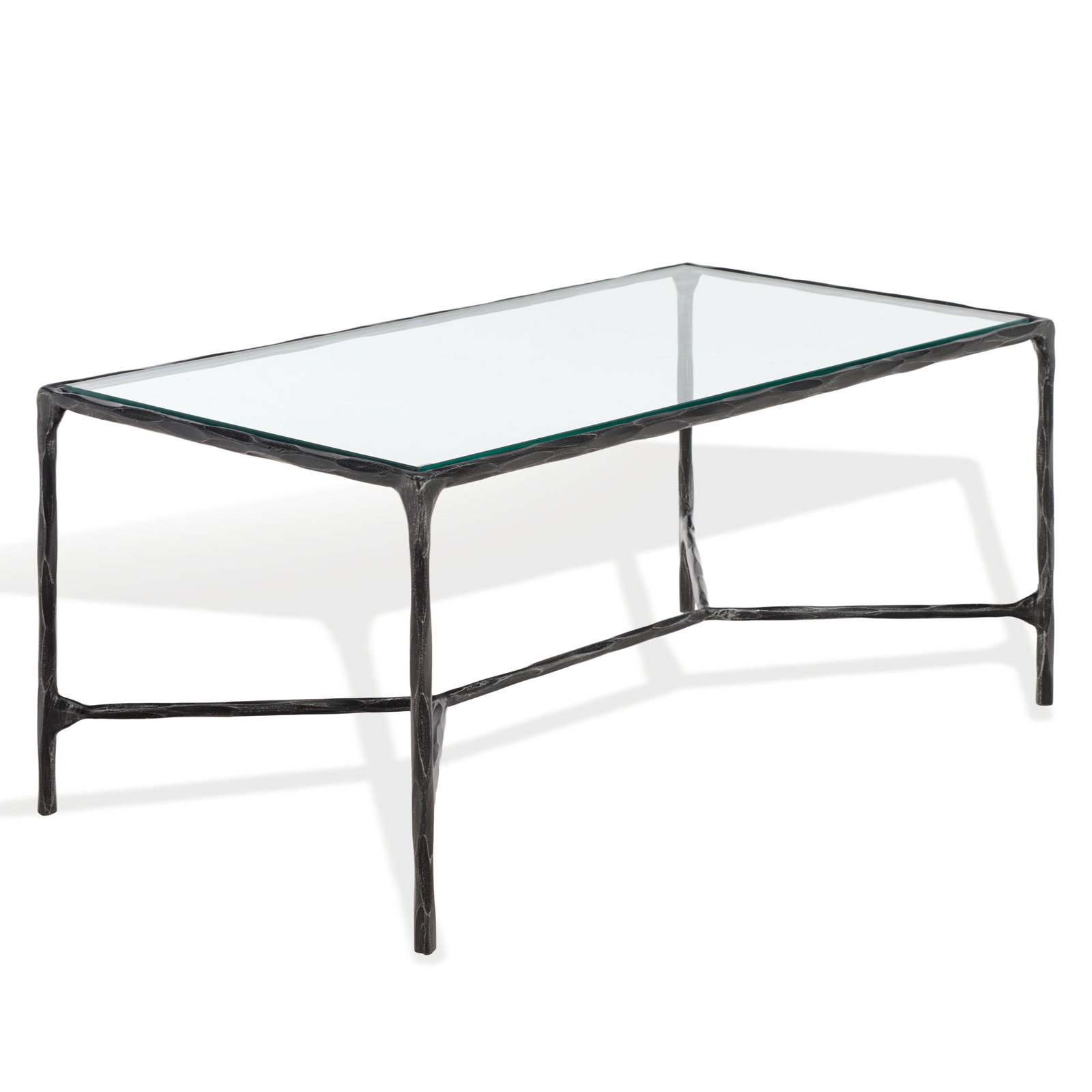 Evelynn 40" Glass Coffee Table, Clear, Black