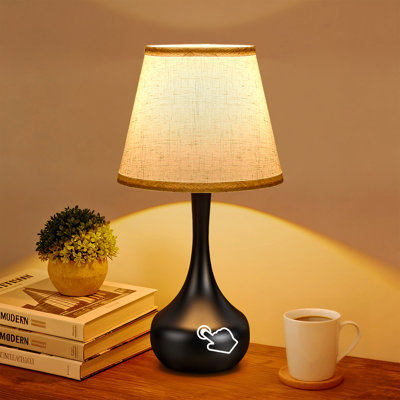 Lampes de table tactiles pour la chambre à coucher, lampes de chevet à intensité variable à 3 voies pour table de chevet avec abat-jour en tissu, lampes de salon, lampes de bureau pour le bureau à domicile (ensemble de 2)
