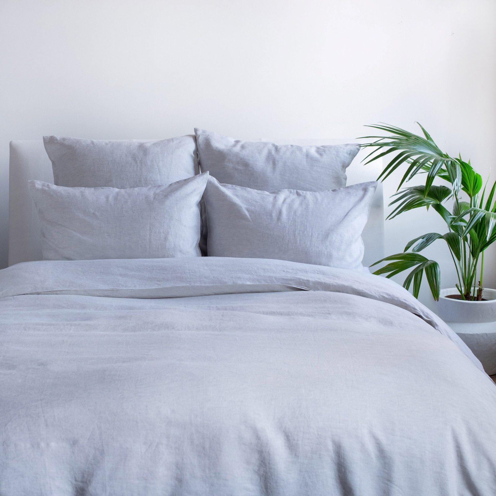 100% French Linen Duvet Cover, Queen Duvet Cover, Pebble Heather