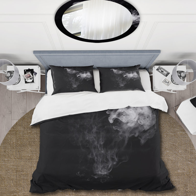 Cloud of Grey - Ensemble de housse de couette moderne en microfibre de polyester