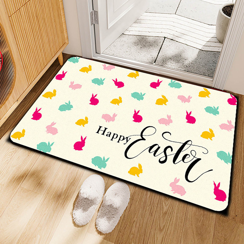 Le tapis est orné d'œufs de lapin de Pâques de Katon
