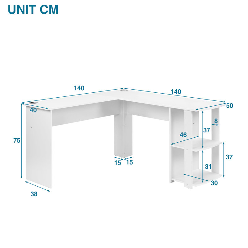Demeyer L-Shaped Writing Desk, White