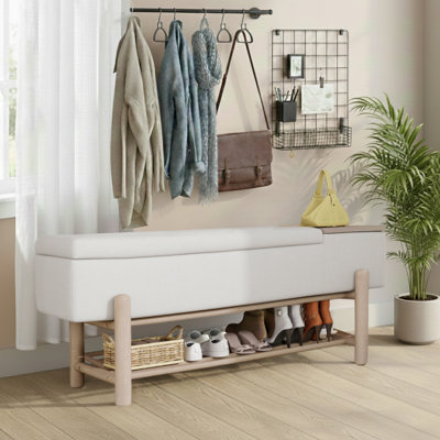 Banc de rangement moderne et minimaliste avec compartiments cachés pour le vestibule