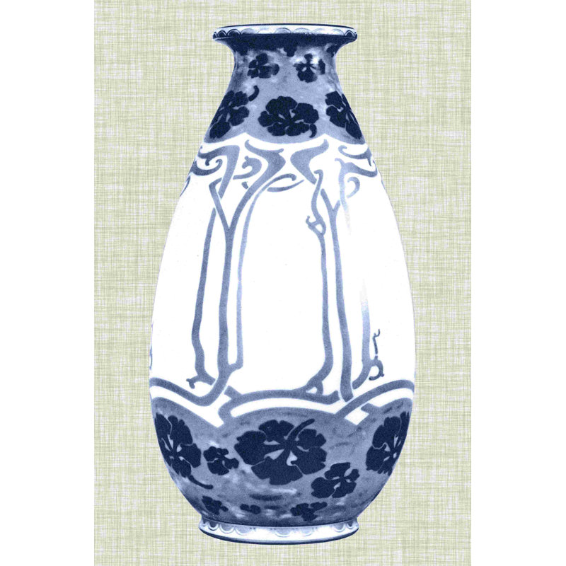 Vase bleu et blanc II, H 18 po x l 12 po