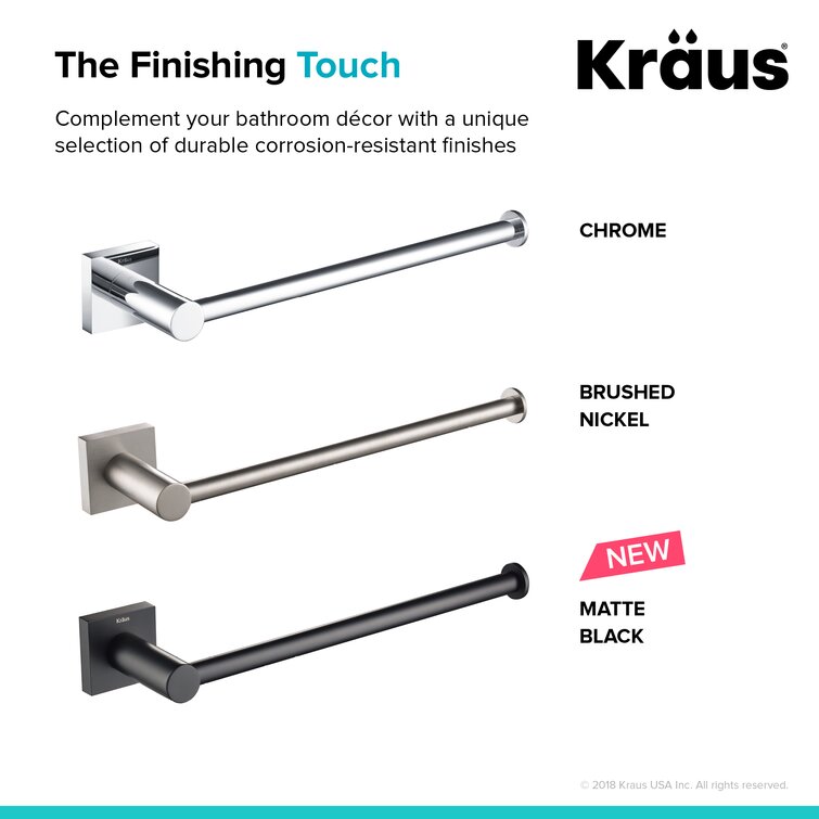 Kraus Bathroom Towel Hooks, Brushed Nickel Finish 