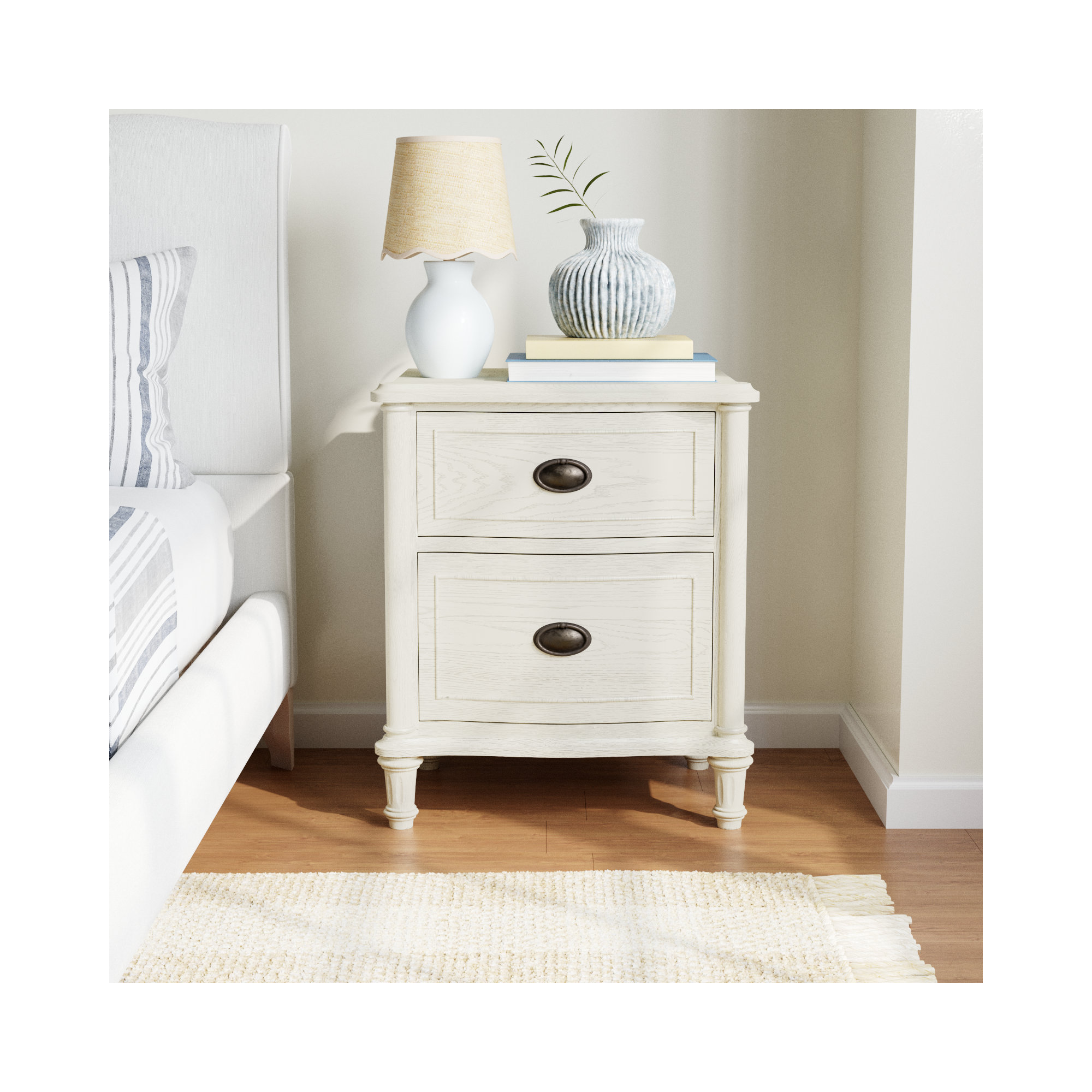 Watson 2 Drawer Nightstand, Cream