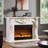 47.24"H White Retro Carved Solid Wood Fireplace Mantel-878200456