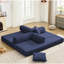 Vidéo - Lit-couchette modulaire pliable 3 places 78,5 po en velours côtelé bleu, support en mousse haute densité, lit très grand convertible 4 1 bricolage, revêtement en velours côtelé confortable, non-999532703