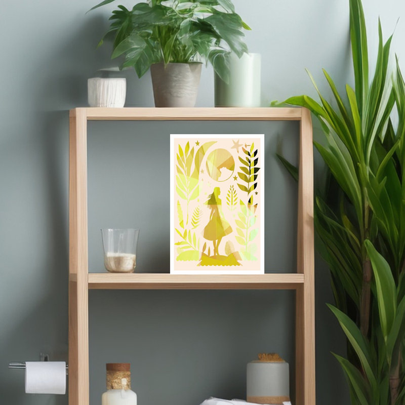 Golden Woman Celestial Dream Abstract Dreamy Ethereal Forest Nature Wall Art Print 1 Piece Wrapped Canvas Wall Art