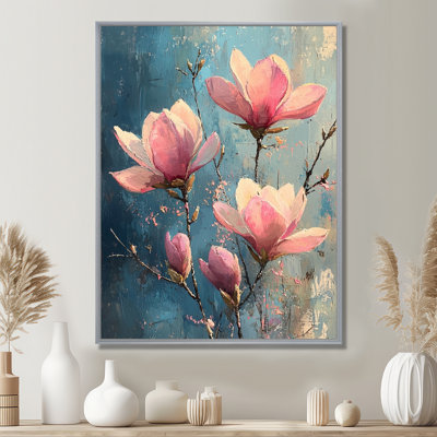 Magnolia en fleurs dans des tons pastels doux d'hiver impressionniste I - décor mural Magnolias