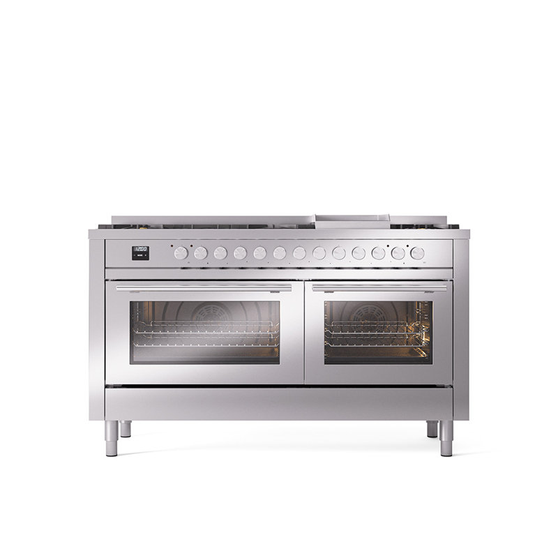 Cuisinière à double combustible ILVE ProfessionalPlus II 60, Acier inoxydable, Propane liquide