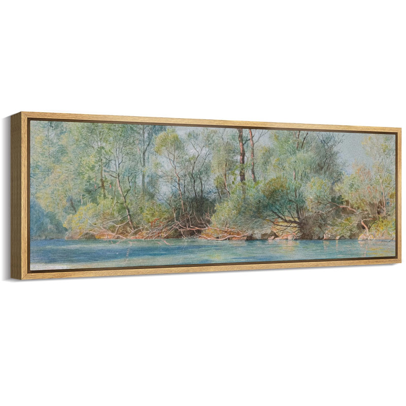 «Tranquil River Through Autumn Trees», reproduction d'art sur toile, H 20 po x l 60 po, Naturel