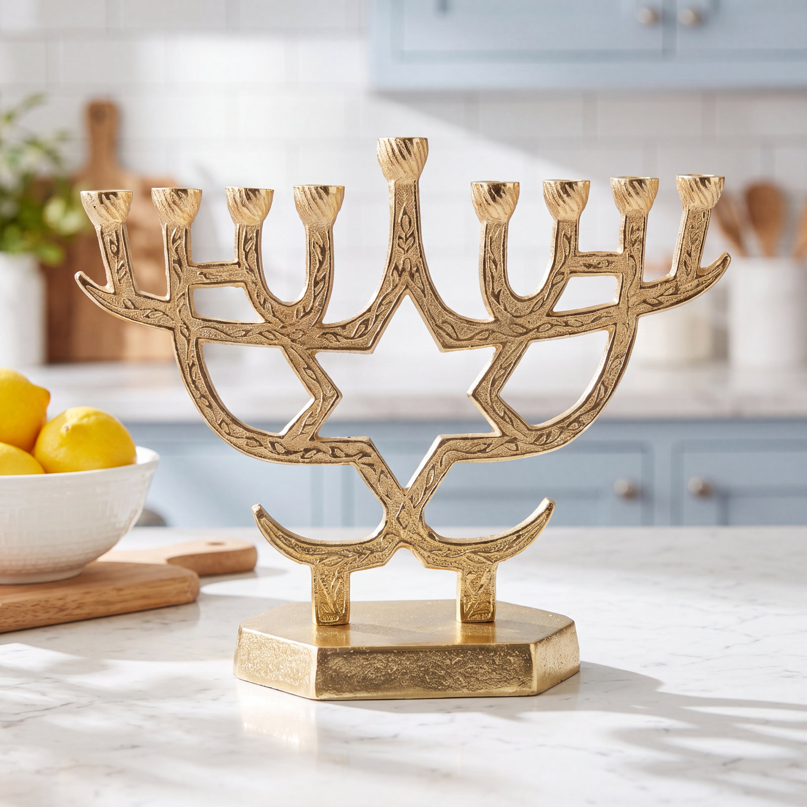 10" Star of David Metal Menorah