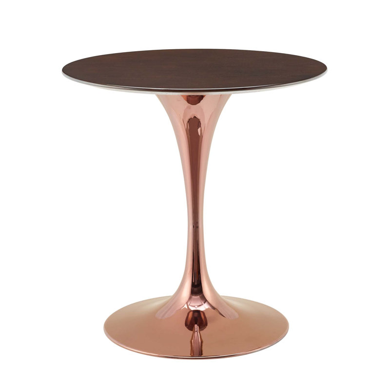 Modway Lippa Wood Dining Table, Cherry Walnut, Rose Gold, 27.5" L x 27.5" W