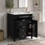 Meuble-lavabo moderne de 24 po avec lavabo en céramique, poignées en métal, porte à fermeture en douceur, support de rangement, finition de surface peinte, noir-2106431973