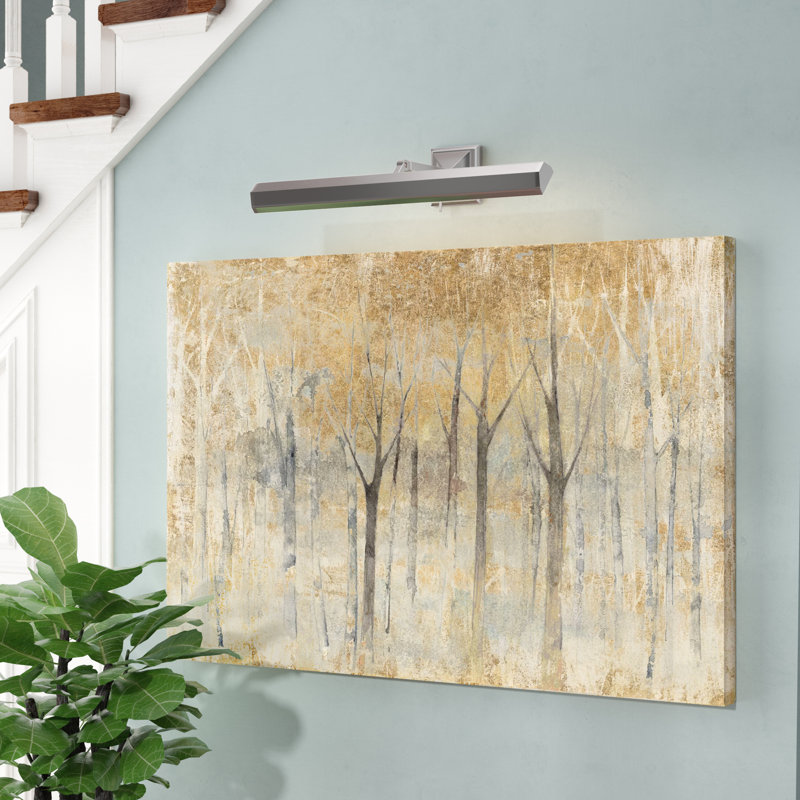 «Seasons End Gold», reproduction sur toile tendue, H 32 po x l 48 po x P 2 po, Cadre flottant en noyer
