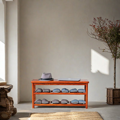 8 Pair Solid Wood Shoe Storage Bench