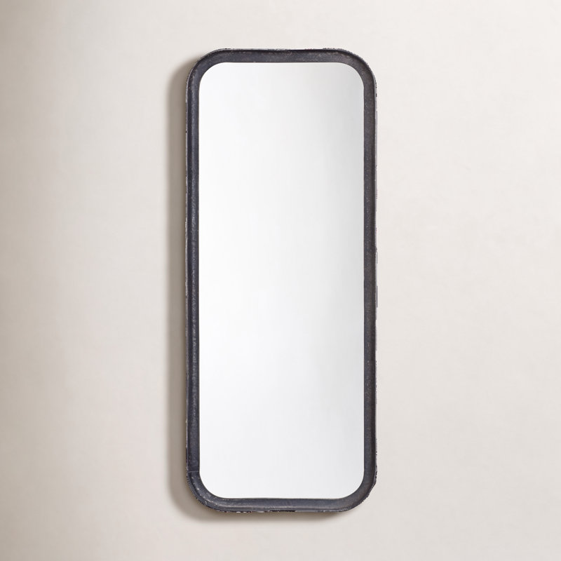 Miroir en fer, 35,5 po x 15,75 po, Noir patiné