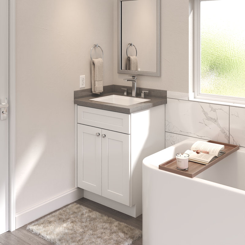 Meuble-lavabo sans comptoir, à assembler soi-même, 53 cm (P) x 61 cm (L) x 88 cm (H), blanc