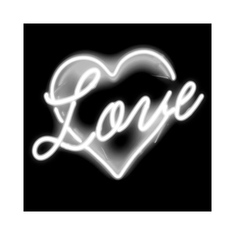 Neon Love White On Black by Hailey Carr - Wrapped Canvas Print, 45.72 cm H x 45.72 cm W x 1.91 cm D