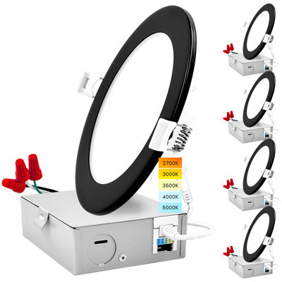 6'' Selectable Color Temperature Dimmable Air-Tight IC Rated LED Canless Recessed Lighting Kit