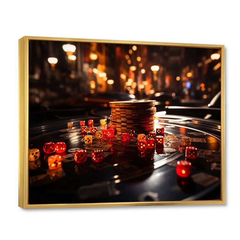 «Casino Royale Dice III», art mural sur toile, jeux de casino, H 24 po x l 32 po, Encadrement doré