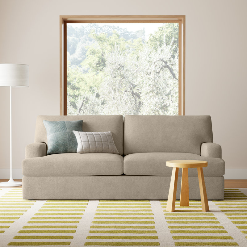 Cleo 84" Upholstered Custom Sofa, Davis Chateau Gray Bouclé