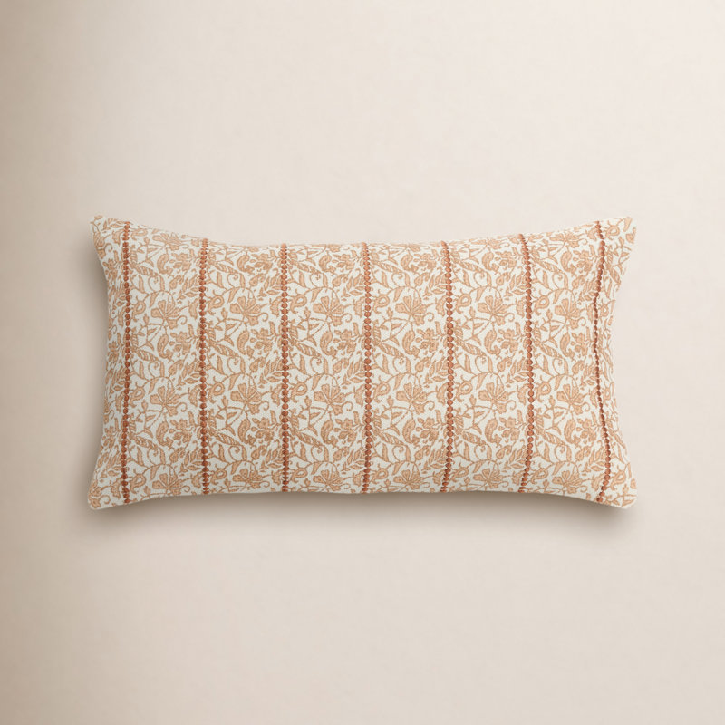 Kalon 100% Cotton Lumbar Rectangular Pillow Cover & Insert, Brown/White