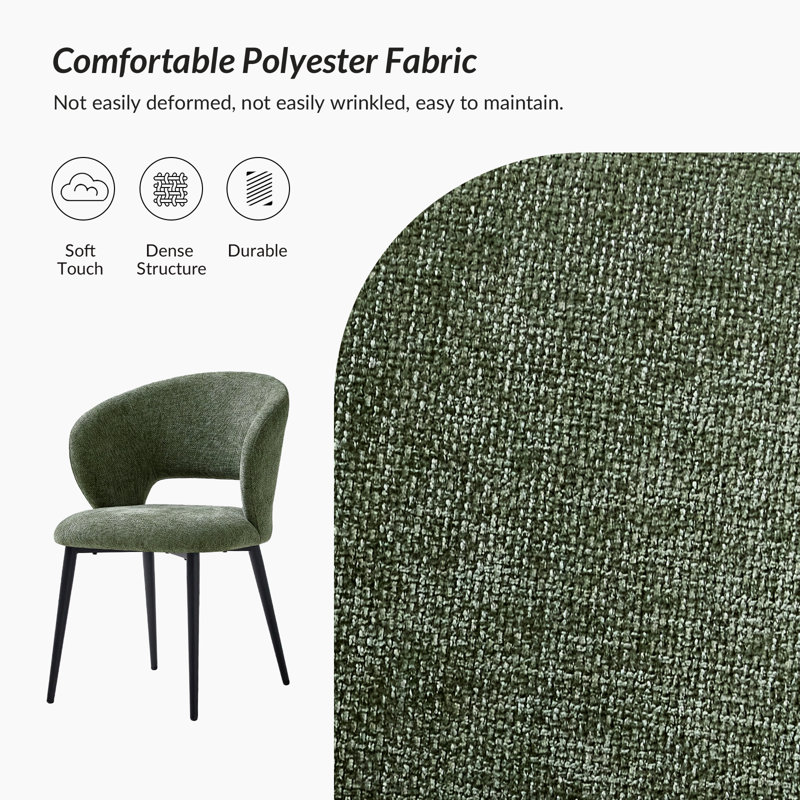 Angel 22''W Modern Ergonomic Dinning Chair With Metal Legs, 4, Green
