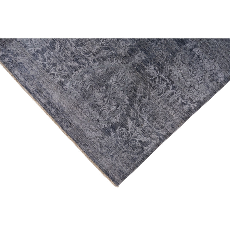 Tapis gris foncé noué à la main de haute qualité
