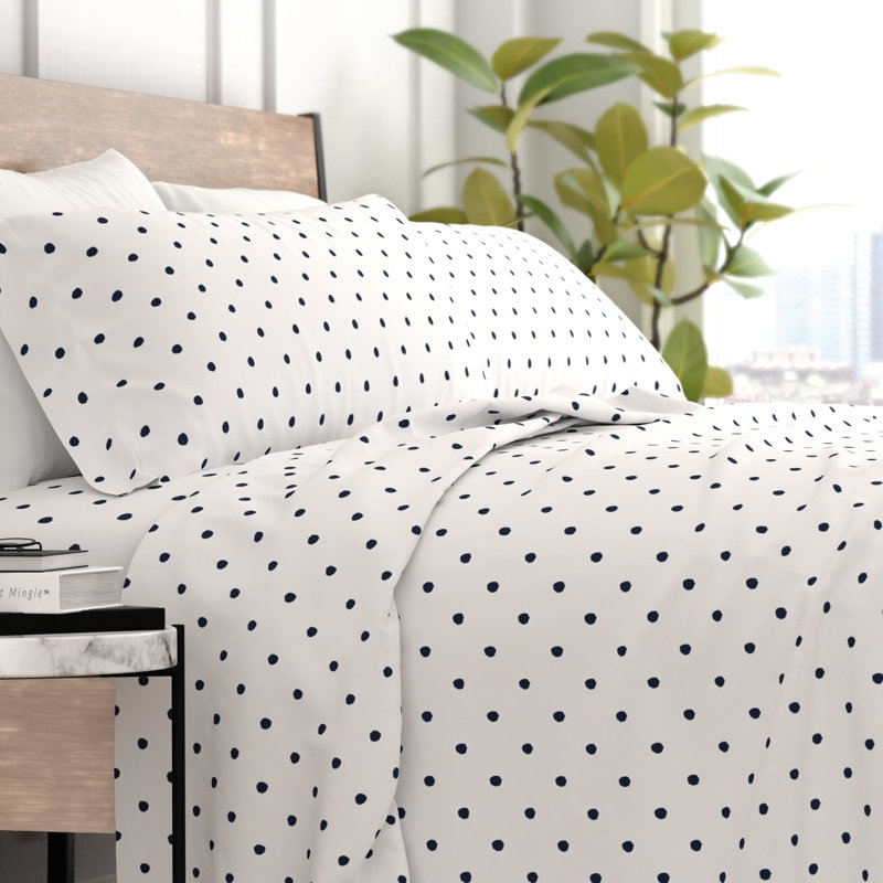 Queen Gray Polka Dot Microfiber Deep Pocket Sheet Set