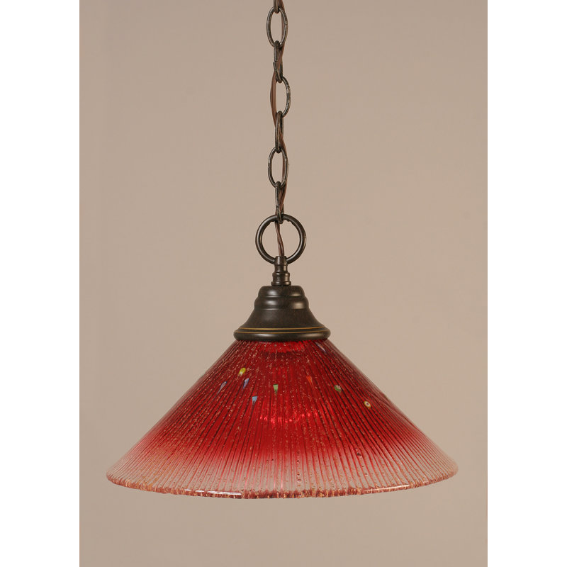 Luminaire suspendu en chaîne avec cristal de framboise 12 po, Granit foncé