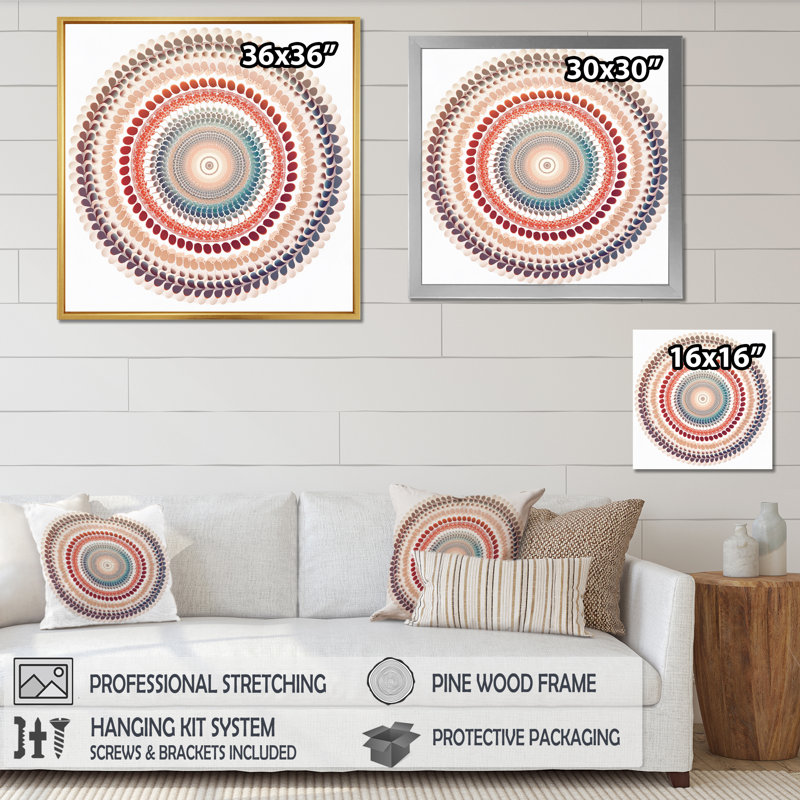 Élémentaire mandala sérénité I - impression, H 30 po x l 30 po x P 1 po, Cadre simple argenté