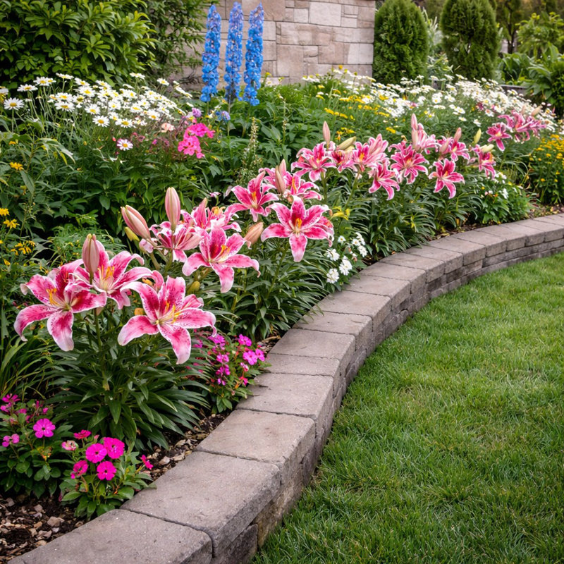 Giant Stargazer Lilies - 6 Bulbs -  Pink Lily Flowers Attracts Butterflies, Bees & Hummingbirds