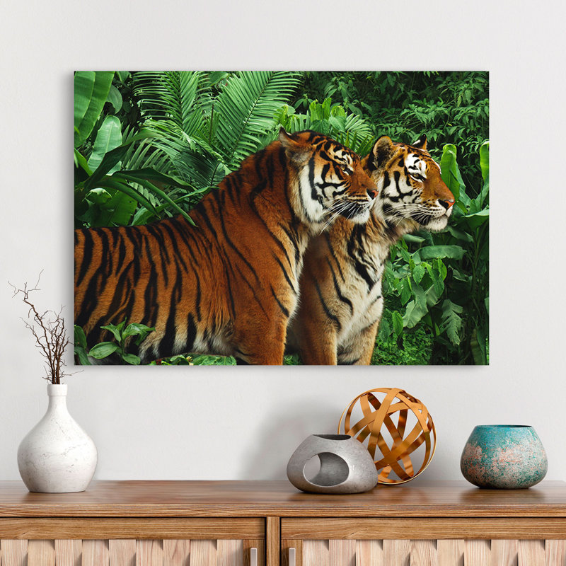 Two Bengal Tigers - Wrapped Canvas Print, 60cm H x 80cm W x 4cm D