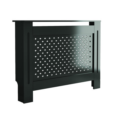 MDF Radiator Cover, Decorative Perforated Front Panel Heater Cabinet with Multi-Functional Top Display Shelf, Easy Assembly Indoor Heating Enclosure