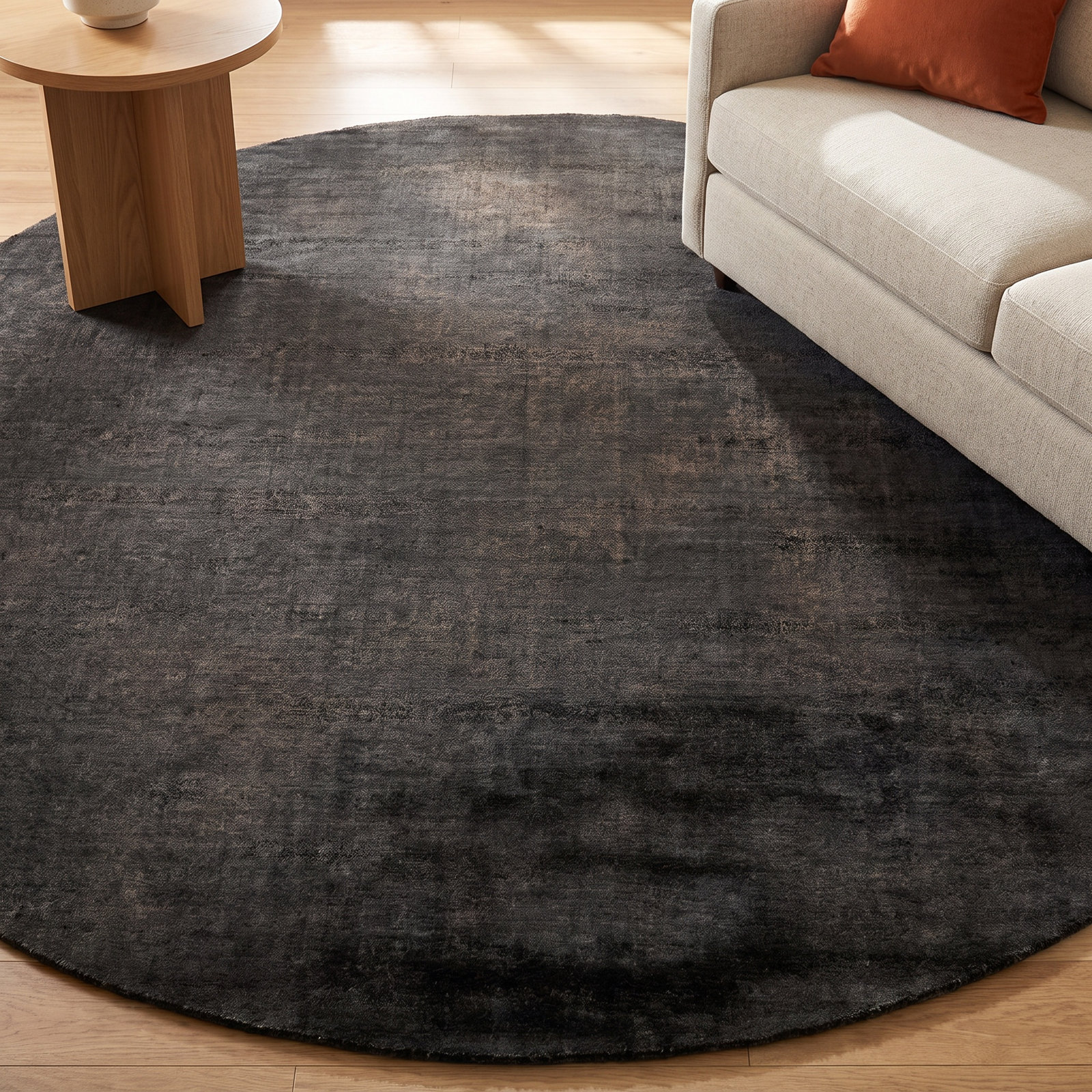 Clio Hand-Loomed Onyx Wool Rug, Round 10'