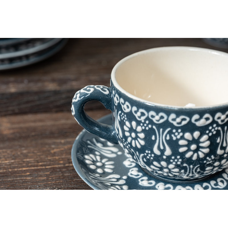 Hand Painted Ceramic Ceramic, Gray, 3.4 oz