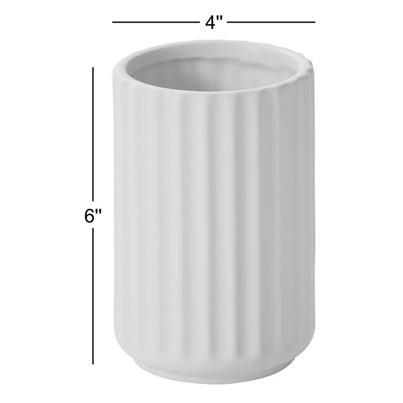 Adrina Beam Vase 4"x 6", White