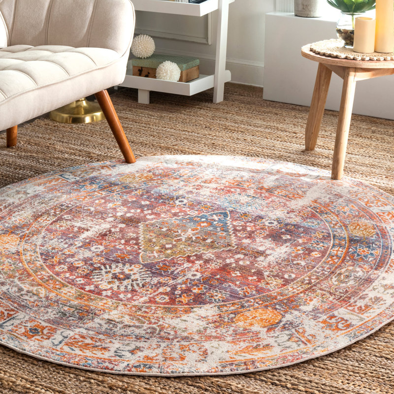 Osco Southwestern Rust Area Rug, Round 5'