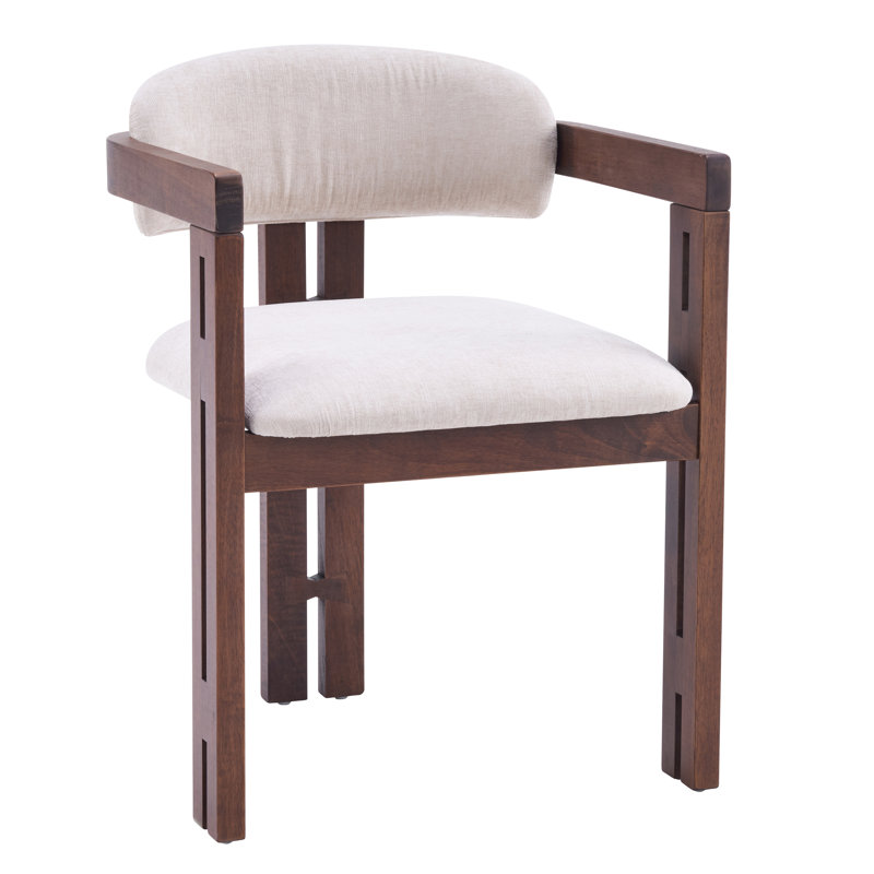 Chaise en bois massif Chatwin avec siège rembourré (table non incluse), 2, Noyer