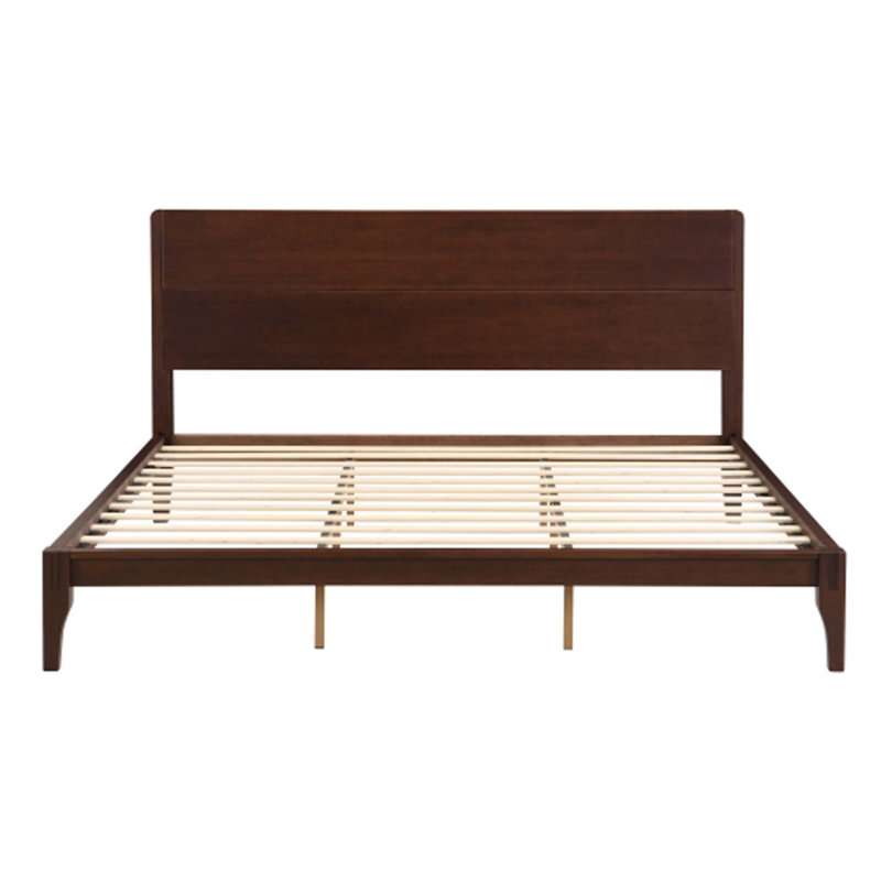Mid-Century Modern 12 Inch Bamboo Wood Platform Bed with Wood Slat Support, No Box Spring Needed, Easy Assembly, King