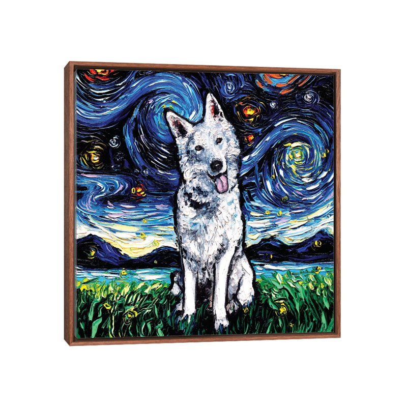 "Swiss Shepherd Night" par aja Trèves, reproduction d’art, H 26 po x l 26 po x P 1,5 po, Pas de tapis