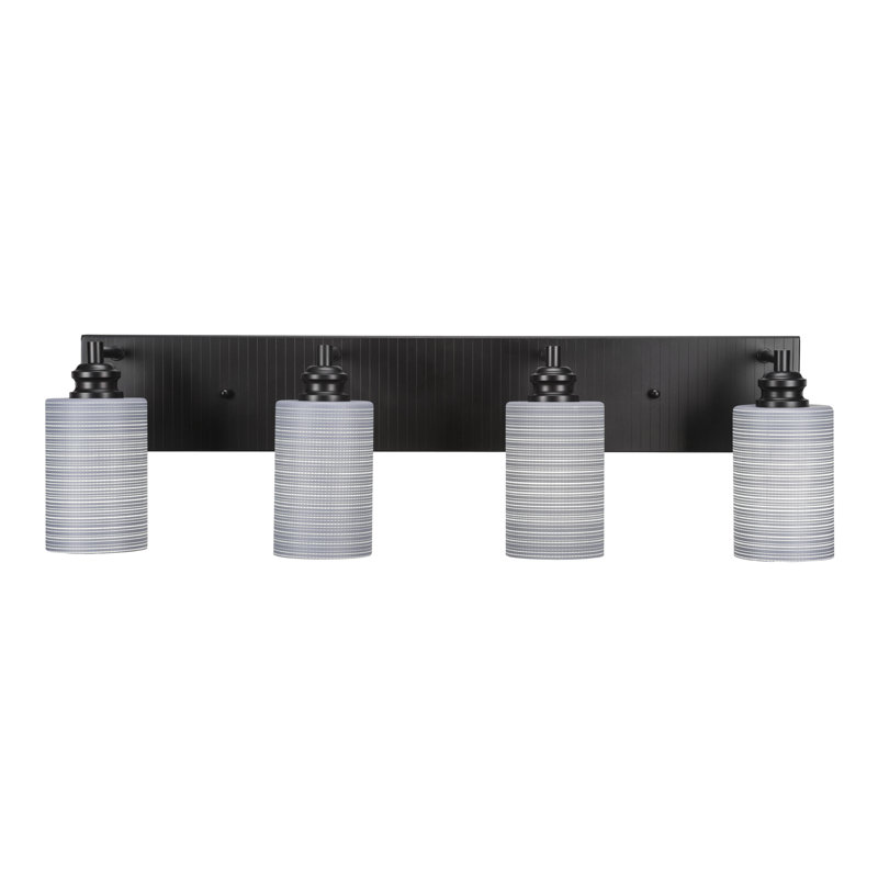 Edge 4 Light Bath Bar Shown With 4" Gray Matrix Glass, Espresso, Gray