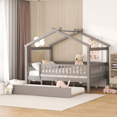 Lit de jour en bois pleine grandeur pour enfants, rangement spacieux et construction solide