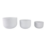 Planter Set Pottery Resin Cement Fiberglass Drainage Hole Indoor Outdoor Use Set Of 3 - 11", 8", 6" White