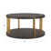 Sula Gold Finish Dark Brown Faux Shagreen Round Table - Coffee Table And End Table Set
