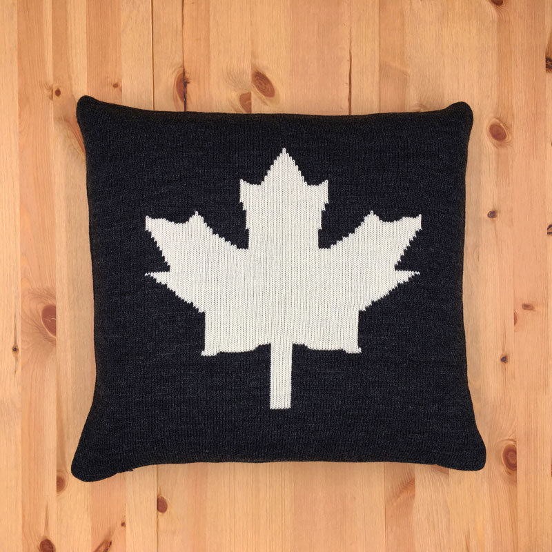 O Canada Throw Pillow, 26" x 26", Off White/Black, Feathers